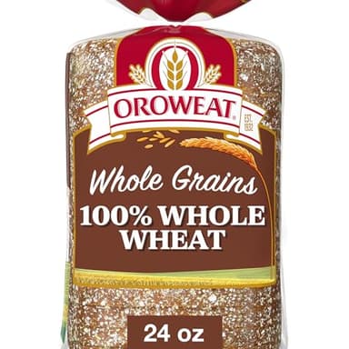 Oroweat Whole Grains 100% Whole Wheat Bread, Wheat Bread Free From Artificial Colors, Flavors and Preservatives, 24 oz Loaf