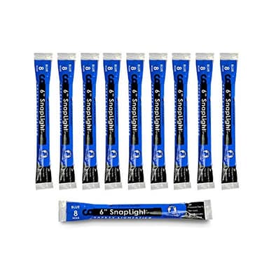Cyalume Glow Sticks Military Grade Lightstick - Premium Blue 6” SnapLight Emergency Chemical Light Stick with 8 Hour Duration (Bulk Pack of 10 Chem Lights)