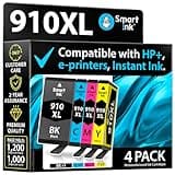 Smart Ink Remanufactured Ink Cartridge Replacement for HP 910XL 910 XL (4 Combo Pack) to use with HP OfficeJet Pro 8025e 8028e 8035e 8025 8028 8035 OfficeJet 8015e 8022e 8015 8022 Printers (BK/C/M/Y)