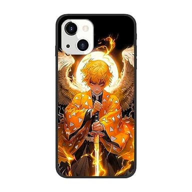 Black Soft TPU Rubber Protective Anti-Slip Shockproof Fashion Case Cover Compatible with Apple iPhone 13 Agatsuma Zenitsu Anime Japan Anime08