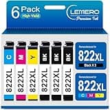LEMERO 822XL Ink Cartridges Remanufactured for Epson 822XL Ink Cartridges Combo Pack 822 822XL for Workforce Pro WF-3820 WF-3823 WF-4820 WF-4830 WF-4833 Printer (3 Black 1 Cyan 1 Magenta 1 Yellow)