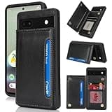 iCoverCase Compatible with Google Pixel 6a Case with Card Holder, Wallet Phone Case for Women Men [RFID Blocking] PU Leather Protective Wallet Case for Pixel 6a (Black)