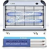 LiBa Electric Bug Zapper, Indoor Insect Killer - (2) Extra Replacement Bulbs - Fly, Mosquito Killer and Repellent - Lightweight, Powerful 2800V Grid, Easy-to-Clean, with a Removable Washable Tray.