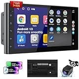 Haudio Wireless Double Din Car Stereo with 7" HD Touchscreen | CarPlay & Android Auto | Backup Camera | Bluetooth GPS Navigation | FM/AM | All Vehicles