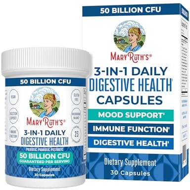 MaryRuth's 3-in-1 Probiotics for Digestive Health | Prebiotic & Postbiotic | Gut Health Supplement for Women & Men | 23 Unique Strains | Immune Support | 50 Billion CFU | 30 Servings