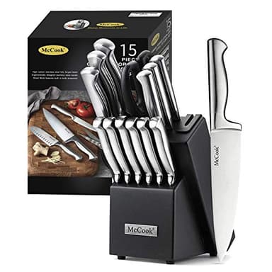 McCook® Knife Sets, German Stainless Steel Knife Block Sets with Built-in Sharpener