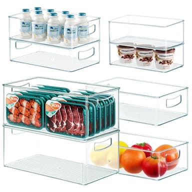 Heyuzb 8 PACK Freezer Organizer Bins Fridge Organizer Stackable Storage Bins with Side Handles Refrigerator Organizers and Storage Home Organization Must Haves