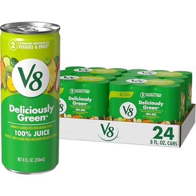 V8 Deliciously Green 100% Fruit and Vegetable Juice, 8 fl oz Can (24 Pack)