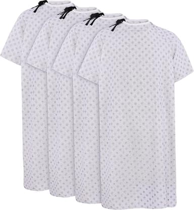 Utopia Care 4 Pack Unisex Hospital Gowns, Long Length Patient Gowns with Back Tie, Comfortably Fits Sizes up to 2XL, Pack of 4, Blue Red Diamond