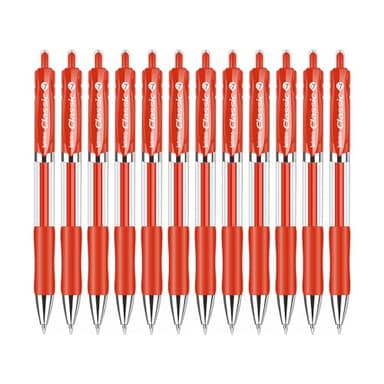 Classic Retractable Gel Roller Pens, 0.7mm Fine Point, Red Ink (Red - 12 Packs)