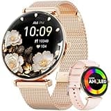 Hwagol Smart Watch[Call/Metal Slim] Android iPhone Compatible,1.43" Micro-Spherical AMOLED Smart Watches for Women,IP68 Waterproof Fitness Tracker Pedometer/Sleep/Heart Rate Monitor(20mm Band*2)