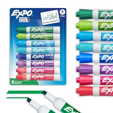 EXPO Dry Erase Markers, Low Odor Ink, Assorted Colors, Chisel Tip, 8 Count - Whiteboard, Calendar, Organization, Essential Supplies for Office, School, Classroom, Teachers