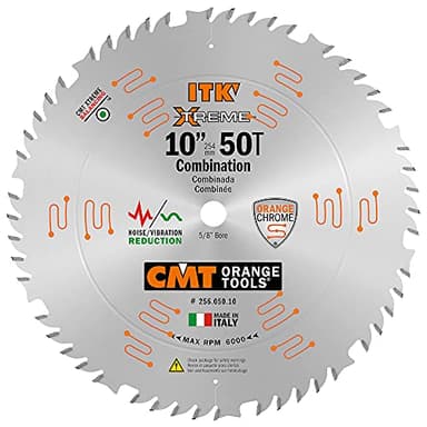 CMT 256.050.10 ITK Xtreme Industrial Combination Saw Blade, 10-Inch x 50 Teeth 4 ATB + 1 Flat Grind with 5/8-Inch Bore
