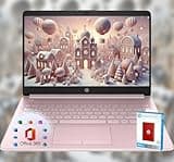HP 14 Laptop • Back to School Limited Edition with Microsoft 365 • 4-Core Intel CPU • 8GB RAM •1600GB Storage (64GB OnBoard + 512GB P500 Portable SSD + 1TB OneDrive) • Pink • Win 11