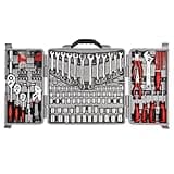CARTMAN 205 Piece Ratchet Wrench Tool Set 1/4" & 3/8" & 1/2" Drive with SAE/Metric Sockets Kit in Plastic Toolbox