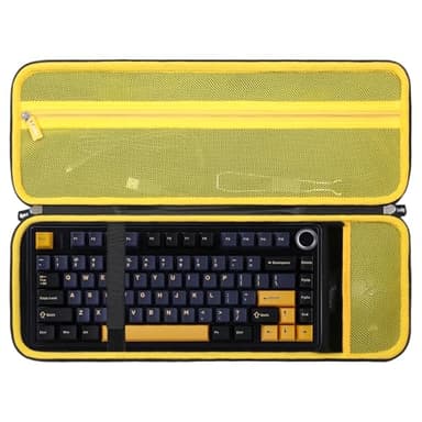 F75 Keyboard Case for Aula F75 Pro/F 75 / MAX Wireless Mechanical Keyboard, Travel Bag Compatible with Aula 75% Hot Swappable Custom Keyboard (Black & Yellow)
