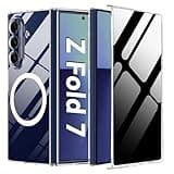 AFENGBOX Magnetic Case for Samsung Galaxy Z Fold 7 with Privacy Screen Protector [Compatible with Magsafe],Ultra Thin Anti Yellowing Scratch Resistant Bumper Cover for Galaxy Z Fold 7 2025,Clear