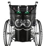 NIHAO Dual Oxygen Tank Holder for Wheelchiars, Oxygen Cylinder Bag with Adjustable Zippers and Mesh Storage Pockets, Portable Wheelchair Attachment for Oxygen Fits Most Oxygen Cylinders, Black