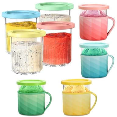 OVRRCSME For ninja creami deluxe pints 4Pack，Compatible with Ninja Creami NC501 NC500 Series 24oz Ice Cream Maker Containers -Containers not Included (24oz 4 Cups+4 Sleeve)