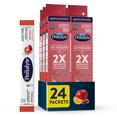 Pedialyte Fast Hydration Electrolyte Powder Packets, Fruit Punch, Hydration Drink, 4 Count (Pack of 6), Total-24 Single-Serving Powder Packets