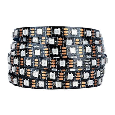 SEZO WS2812B ECO LED Strip Light 16.4FT/5M 60LEDs/m 300Pixels Individually Addressable Programmable 5050SMD Digital RGB Alloy Wires Flexible Dream Color IP30 Non-Waterproof PCB Black DC5V