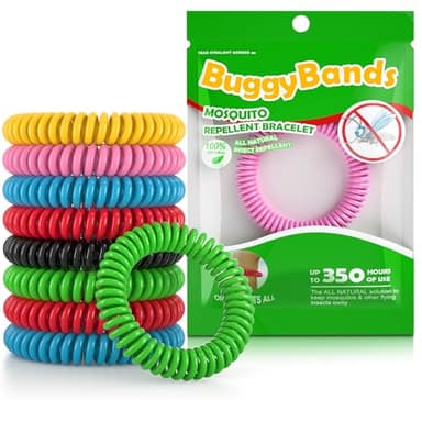 BuggyBands 48 Pack Mosquito Repellent Bracelets for Adults & Kids, Individually Wrapped, DEET Free Natural and Waterproof Bands