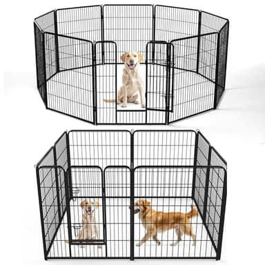 DUMOS Dog Playpen Indoor, Metal 40 Inch 8 Panels Foldable Pet Fence with Door, Outdoor Small Medium Large Dog Puppy Portable Exercise Play Pen for RV Camping, Trips, Play Yard