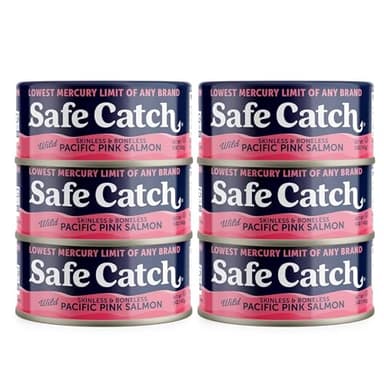Safe Catch Wild Pacific Pink Canned Salmon Fish, Original, 5oz, 6-Pack