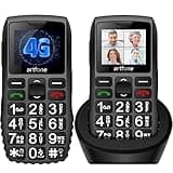 artfone C1+4G Big Button Cell Phone for Seniors丨Unlocked Phones with SOS Button丨1800mAh Battery丨Charging Dock丨Easy-to-Use Dumb Phone with Loud Volume丨Time Reporting丨Speed Dial丨USB-C, Nano SIM - Black