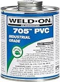 Weld-On 10089 705 Industrial Grade PVC Medium-Bodied High Strength Solvent Cement - Fast-Setting and Low-VOC, Clear, 1 Quart (32 fl oz)
