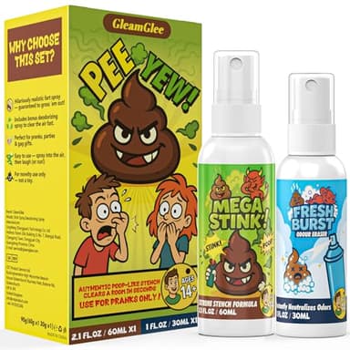 GleamGlee Ultimate Fart Spray Prank Set – Insanely Potent Real Stink Spray + Quick Odor Fix – Hilarious Gag Gifts for Parties, Adults & Office Chaos - Prank Stink Stuff - Non Toxic