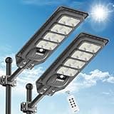 LANGY 2PACK Solar Street Light 200W, Solar Powered Street Lights, 360 PCS LED 20000LM Solar Street Light Outdoor, Dusk to Dawn Security Led Post Street Light, Led Solar Lights Outdoor with Remote