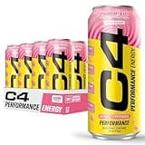 Cellucor C4 Performance Energy Drink | Strawberry Blast | Zero Sugar Carbonated Preworkout Energy | 200mg Caffeine with Beta Alanine | 16 Fl Oz (12 Pack)
