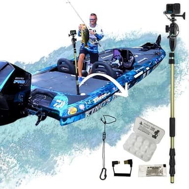 YOLOtek Veteran Owned - PS53 SuperBundle - GoPro Boat Mount & Constant Power - Go Pro Camera Bass Boat Accessories - for All Action Camera - Fishing Camera Power Pole (SuperBundle)