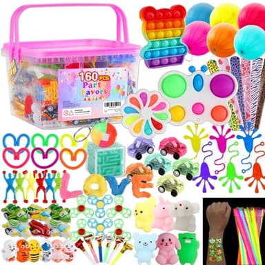 160 pcs Fidget Toys Pack, Party Favors For Kids 8-12 Mini Autism Sensory Toy Goodie Bag Pinata Stuffers Treasure Box School Prizes Birthday Party Supplies Halloween Treat Xmas Gifts For Boys Girls 4-8