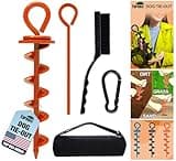 Eurmax USA Heavy Duty Dog Tie Out Stake for Large Dogs up to 210 lbs Dog Stakes for Outside,Dog Anchor, and Dog Gadget Dog Accessories Dog Leash Stake Dog Runner Trampoline Stakes 1-Pack (Orange)