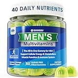 Mens Multivitamins Gummies, Multiminerals, Vegan Omega 3, CoQ10, Probiotics, Daily Mens Vitamins A C D3 E B6 B12, Methylated Multivitamin for Men - Energy, Immunity, Sugar Free, Vegan (No Iron) 60 Cts