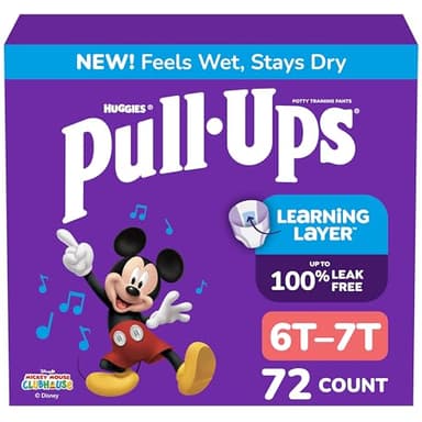 Pull-Ups Boys' Potty Training Pants, Size 6T-7T Training Underwear (55-75 lbs), 72 Count