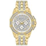 Bulova Men's Crystals Octava Gold Tone Stainless Steel 6-Hand Multi-Function Quartz Watch Style: 98C126