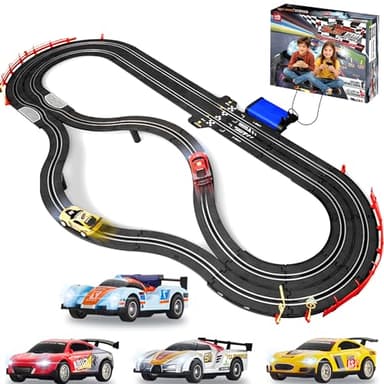 Slot Car Race Track Sets, Slot Cars - Electric Race Car Track Set, 4 High Speed Cars Tracks for Kids Ages 4-8, Remote Control Car, Gifts Toys for Boys - 115' Racetrack