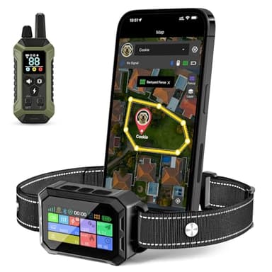 Lilyeel GPS Wireless Dog Collar Fence System - No Monthly Fee App Control, Custom Polygon Boundary & Remote Training, Free Phone Tracker for Up to 5 Pets, Virtual Electric Fence for Dogs, Black