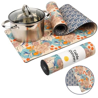 Long Dining Table Runner for Kitchen - Table Decor Trivet That Fits Farmhouse, Rustic and Boho Energy - Waterproof - Heat Resistant 350F - Handles Hot Dishes, Plates & Pots