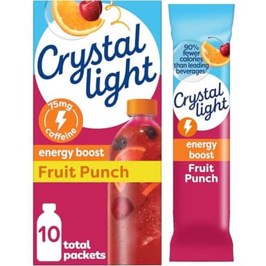 Crystal Light Energy Boost Fruit Punch Drink Mix, 10 ct On-the-Go Packets