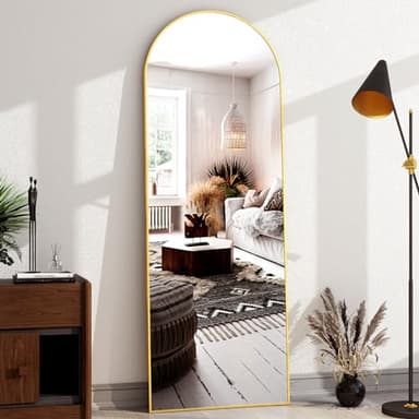 XRAMFY Arched Full Length Mirror 58"x18" Floor Mirrors with Aluminum Alloy Frame Free-Standing Wall Mounted Floor Mirrors or Large Dressing Mirror, Gold Arch Mirror