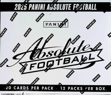 2025 Panini Absolute NFL Football Factory Sealed Cello Fat Pack Value Box. 12 Packs of 20 Cards. Chase possible autographs, serially numbered and memorabilia cards. Find 3 Exclusive Blue Parallels Per Pack. Chase the Ultra-Rare Kaboom and Explosive Inserts.