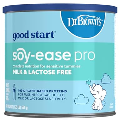Good Start | Dr. Brown's Soy-ease Pro Baby Formula Powder, for Sensitive Tummies, Dairy Free and Lactose Free for Fussiness and Gas, Non-GMO, 20 Oz