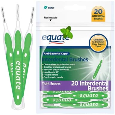 Ultra Tight Interdental Brushes for Tight Teeth Dental Picks for Plaque Removal Safe for Braces & Dental 20ct - Tight Mint Interdental Straight Brushes, Tight Bristles, 20 Count (01)