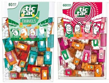 Bulk Travels Mini Packs candy Individual Assorted Flavor Candies Packets Large Spender Box (120 Mini Packs - Strawberry Sweet Strawberry Sour Mint Orange Spearmint Peachy Passionfruit)