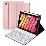 BORIYUAN iPad Mini (A17 Pro) 7th Keyboard Case 2024, Detachable Wireless Bluetooth Keyboard, Smart Slim Folio Cover with Build-in Pencil Holder for iPad Mini 7th/6th 2021 Generation 8.3 inch Rose Gold