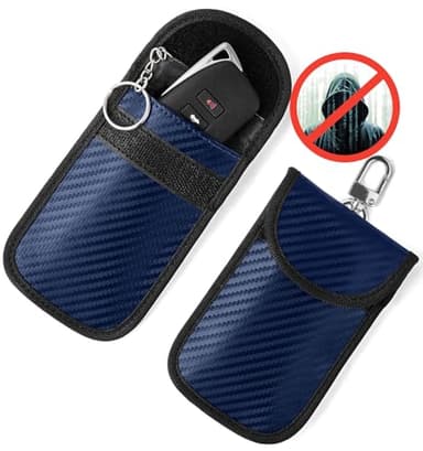 Vammcht Upgraded Faraday Bag for Key Fob (2 Pack), Premium Faraday Key Fob Protector– Car RFID Signal Blocking, Car Security Protection, Anti-Theft Pouch, Anti-Hacking Case Blocker Blue